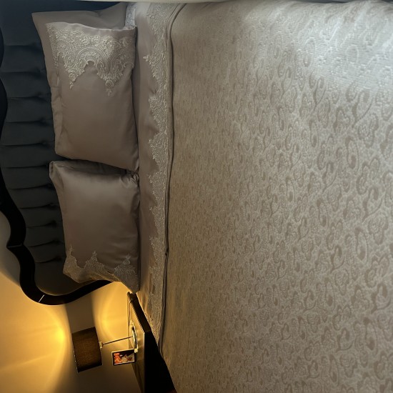 Beige Bedding Set with Stunning Lace, Beige Pique Set, Beige Lace Pillowcase, Beige Pillowcase