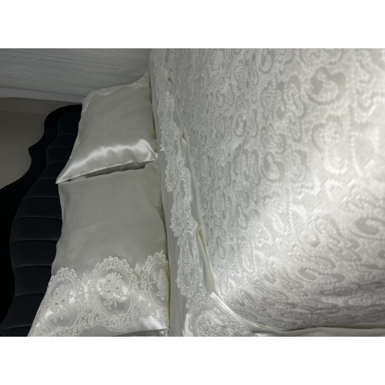 Cream Bedding Set with Stunning Lace, Cream Pique Set, Cream Lace Pillowcase, Cream Pillowcase