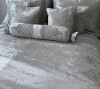 LUXURIOUS GREY VELVET AND LACE BEDSPREAD COMPLETE SET