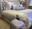 LUXURIOUS GREY VELVET AND LACE BEDSPREAD COMPLETE SET