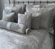 LUXURIOUS GREY VELVET AND LACE BEDSPREAD COMPLETE SET