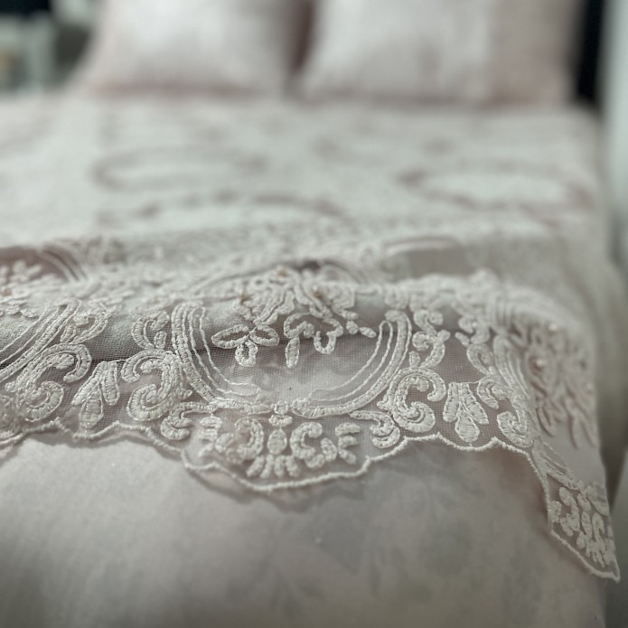 Pink Bedding Set with Stunning Lace, Pink Pique Set, Pink Lace Pillowcase, Pink Pillowcase