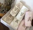 Pink Velvet Towel, Cream Hand Towel, Beige Face Towel inside Luxurious Velvet Box, Bridal, Wedding Gift, Christmas Gift, Gift For Her