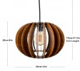 Wood Pendant Light, Wooden Sphere, Walnut Chandelier, Hanging Lamp, Wooden Lampshade