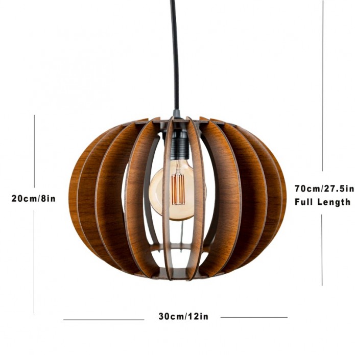 Wood Pendant Light, Wooden Sphere, Walnut Chandelier, Hanging Lamp, Wooden Lampshade