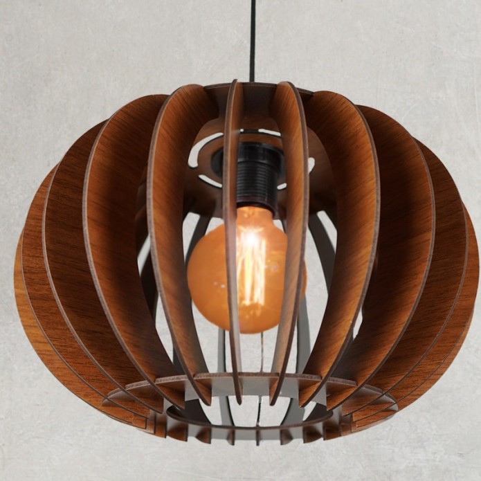 Wood Pendant Light, Wooden Sphere, Walnut Chandelier, Hanging Lamp, Wooden Lampshade