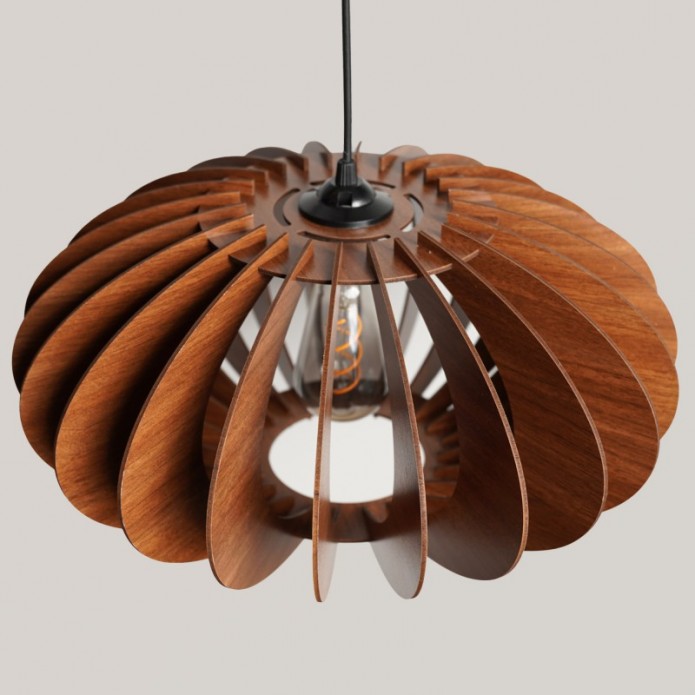 Boomerang Walnut Pendant Light, Wooden Sphere, Walnut Chandelier, Hanging Lamp, Wooden Lampshade