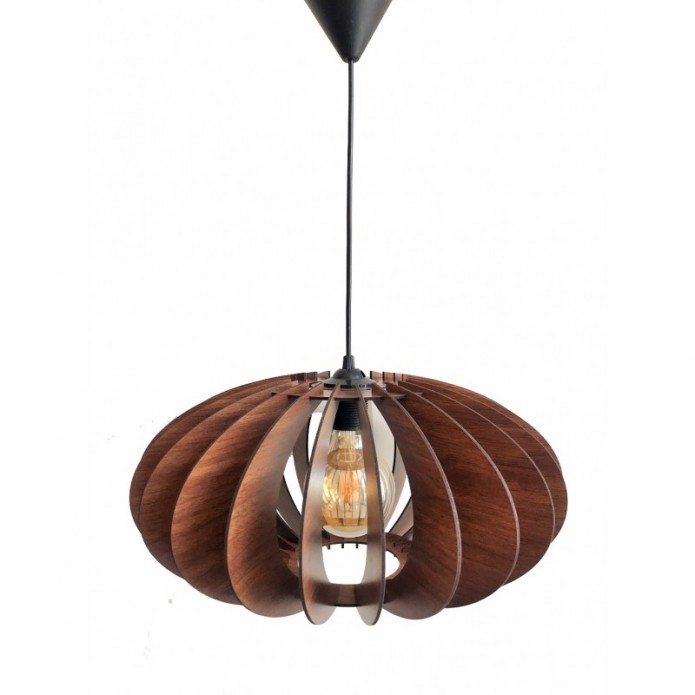 Boomerang Walnut Pendant Light, Wooden Sphere, Walnut Chandelier, Hanging Lamp, Wooden Lampshade