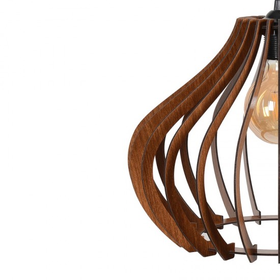 Wood Pendant Light, Patara Design, Walnut Chandelier, Hanging Lamp, Wooden Lampshade