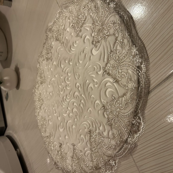Cream Washable Bath Mat with Silver Lace, Stunning Non-Slip Bath Mat, Gift for Her