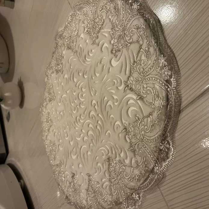 Cream Washable Bath Mat with Silver Lace, Stunning Non-Slip Bath Mat, Gift for Her Cream Washable Bath Mat with Silver Lace, Stunning Non-Slip Bath Mat, Gift for Her