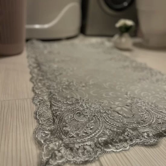 Stunning Grey on Silver Lace Washable and Non-Slip Bath Mat, Gift for Her, Wedding Gift