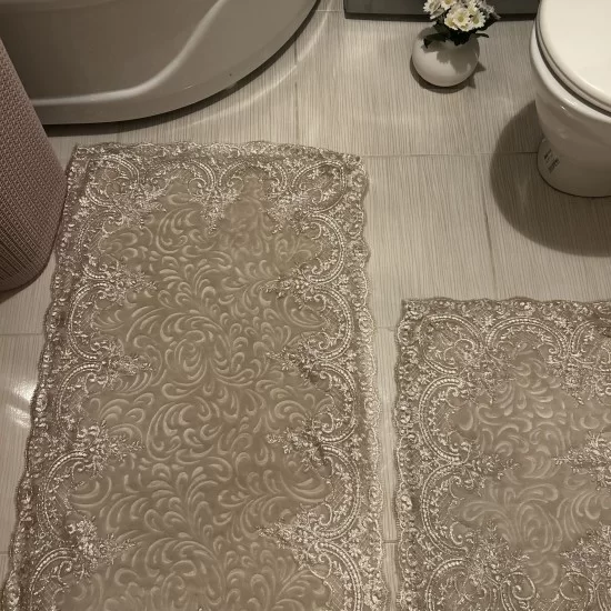 Luxury Light Gray Washable and Non-slip Bath Mat, Gift for Her, New Home Gift