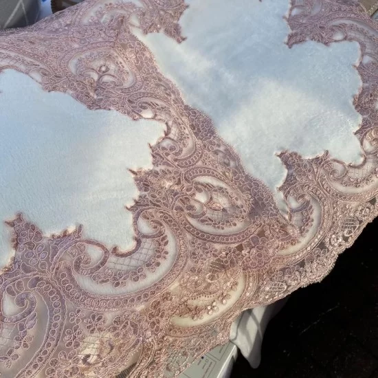 Cream Washable Mats, Pink Lace Placemat, Embroidered Design, Gift For The Home, Wedding Gift, Washable Lace Mats