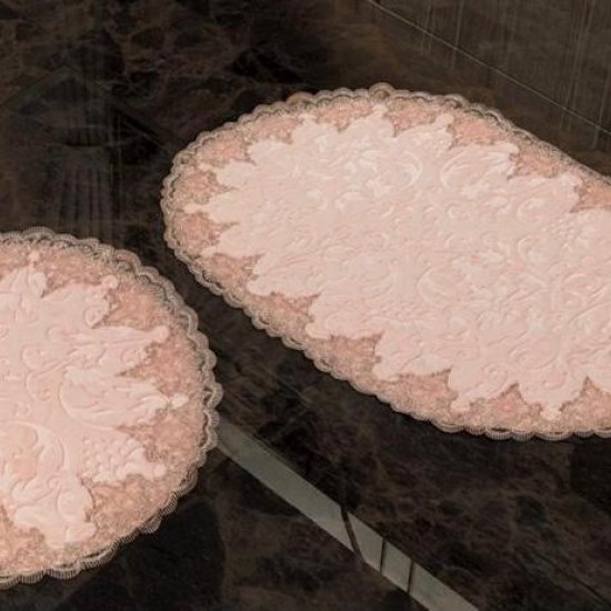 Pink Washable Bathmat with Pink Lace, Pink Non-slip bathrug