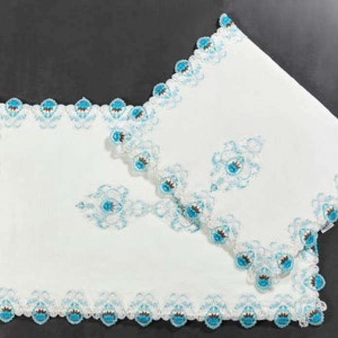 STUNNING BLUE ROSE TWO PIECE BATHROOM MATS