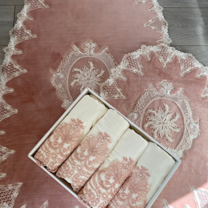 STUNNING LUXURY ROUND PINK AND CREAM FLOOR MATS