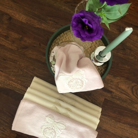Pink Towel, Cream Towel, Beige Luxury Hand Face Towel, 6 pieces, Christmas Gift, Gift for her, Wedding Gift