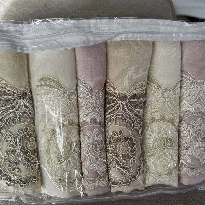 Pink Towel, Cream Towel, Beige Luxury Hand Face Towel, 6 pieces, Christmas Gift, Gift for her, Wedding Gift Pink Towel, Cream Towel, Beige Luxury Hand Face Towel, 6 pieces, Christmas Gift, Gift for her, Wedding Gift