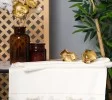 Begonia Design Cream with Beige Hand Towel 4 Piece Set Begonia Design Cream with Beige Hand Towel 4 Piece Set