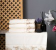 Begonia Design Cream with Beige Hand Towel 4 Piece Set