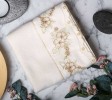 Begonia Design Cream with Beige Hand Towel 4 Piece Set