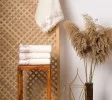 Begonia Design Cream with Pink Hand Towel 4 Piece Set Begonia Design Cream with Pink Hand Towel 4 Piece Set