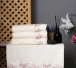 Begonia Design Cream with Pink Hand Towel 4 Piece Set Begonia Design Cream with Pink Hand Towel 4 Piece Set