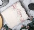 Begonia Design Cream with Pink Hand Towel 4 Piece Set Begonia Design Cream with Pink Hand Towel 4 Piece Set