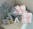 White on Coral Pink Turkish Hand Towel Set White on Coral Pink Turkish Hand Towel Set