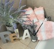 White on Coral Pink Turkish Hand Towel Set