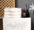 Lotus Design Cream on Silver Touch with Pearl Hand Towel 4 Piece Set