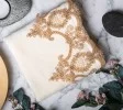 Cream Hand Towel Queen Design with Gold Lace Cream Hand Towel Queen Design with Gold Lace
