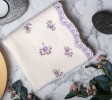 Violet Design Cream on Purple Flowers Hand Towel Set