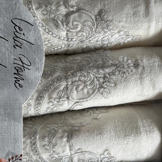 Luxurious Cream with Silver Lace Hand Towel Set, Bathroom Decoration, Wedding Gift