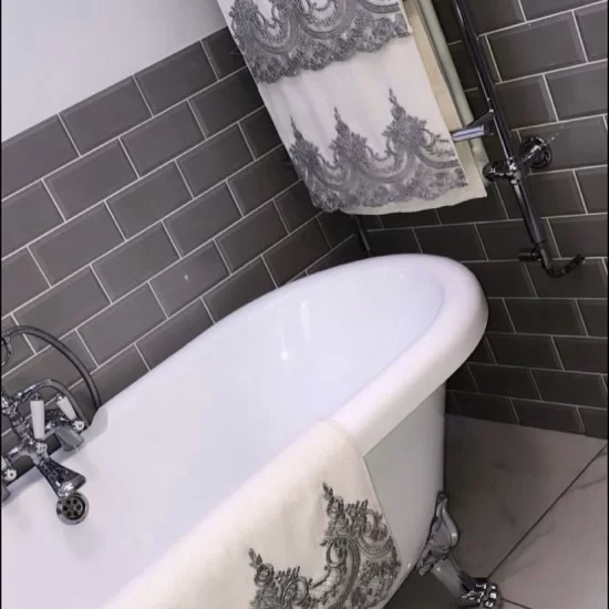 DARK GREY LACE HAND TOWELS ( 4 Pieces )