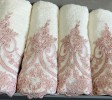 PINK AND CREAM HAND TOWELS ( 4 Pieces )