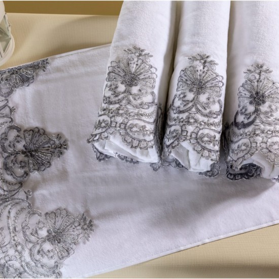Knighsbridge DARK GREY LACE HAND TOWELS