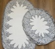 WASHABLE DARK GREY LACE AND OFF WHITE OVAL BAT FLOOR MAT