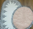 WASHABLE DARK GREY LACE AND OFF WHITE OVAL BAT FLOOR MAT