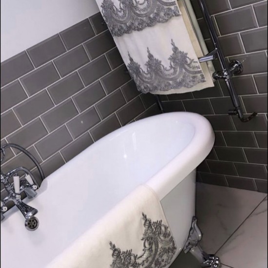 DARK GREY LACE HAND TOWELS ( 4 Pieces )