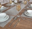 LUXURİOUS SQUARE SHAPE GREY TABLE RUNNER AND PLACEMAT SET