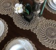 Beige Runner Set, Lace Table Mat, Lace Doily Placemats, 1 Runner and 6 Doilies, Wedding Doily, Doily Table Cloth