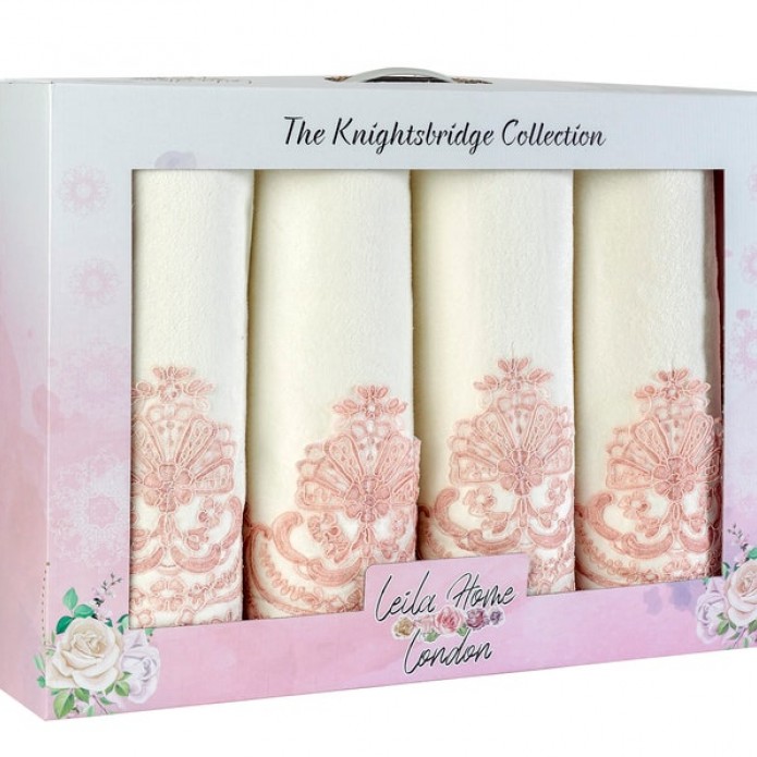 ROYAL PINK KNIGHTSBRIDGE LACE WHITE BODY AND HAND TOWEL SET