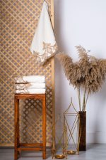 Cream Hand Towel Set of 4 – Gold Lace – Velvet Cotton – Bridal Gift or Luxury Bathroom Decor - Image 3