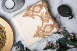 Cream Hand Towel Set of 4 – Gold Lace – Velvet Cotton – Bridal Gift or Luxury Bathroom Decor - Image 4