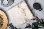 Floral Embroidered Cream Velvet Cotton Hand Towel Set - Turkish Lace Trim - Image 3