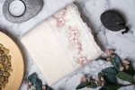 Cream Hand Towel Set of 4 – Elegant Lace & Pearl Embroidery – Velvet Cotton Luxury Bathroom Gift – Turkish Towels - Image 4