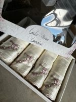 Embroidered Velvet Cotton Hand Towel Set: Cream Turkish Towels with Pearl Accents - Image 3