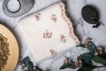 Cream Turkish Cotton Hand Towel Set – Pink Floral Embroidered Towels - Image 4